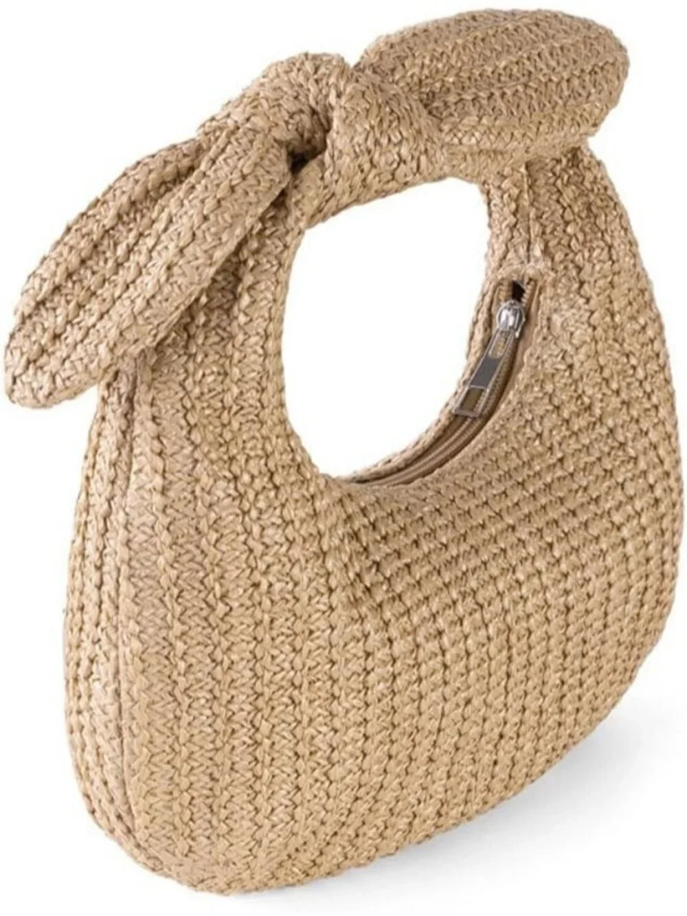 Women’s Khaki4 Straw Woven Clutch Purse Crossbody Evening Wedding Handbag